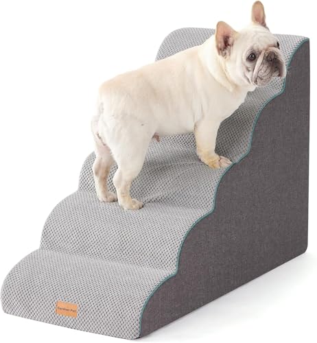 Gardner Pet Hundetreppe für kleine Hunde 58cm, Haustiertreppe Hundetreppe 5 Stufen, Hunderampe aus hochdichtem Schaumstoff mit rutschfestem wasserdichtem Stoffbezug für Bett, Sofa, Couch und Auto von Gardner Pet