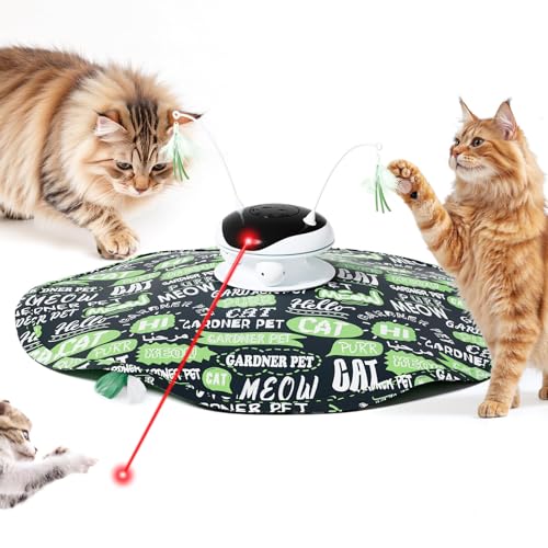 Gardner Pet Katzenspielzeug, 5 in 1 Elektrisch Interaktives Automatischer Spielzeug für Katzen, Katzenspiel mit Versteckspiel, Federspielzeug, Laser, Bällen und Vogelstimmen, USB-Aufladung, Grün Gardner Pet Katzenspielzeug, 5 in 1 Elektrisch Interaktives Automatischer Spielzeug für Katzen, Katzenspiel mit Versteckspiel, Federspielzeug, Laser, Bällen und Vogelstimmen, USB-Aufladung, Grün von Gardner Pet