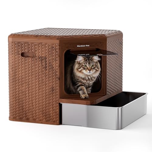 Gardner Pet Katzentoilette mit Deckel, Katzenklo Groß, ausziehbares Edelstahl-Tablett, Moderne Rattangeflecht-Optik, mit Aktivkohlefilterfunktion, 50 x 50 x 50 cm Gardner Pet Katzentoilette mit Deckel, Katzenklo Groß, ausziehbares Edelstahl-Tablett, Moderne Rattangeflecht-Optik, mit Aktivkohlefilterfunktion, 50 x 50 x 50 cm von Gardner Pet
