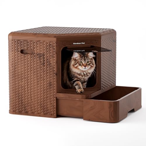 Gardner Pet Katzentoilette mit Deckel, Katzenklo Groß, ausziehbares Tablett, Moderne Rattangeflecht-Optik, mit Aktivkohlefilterfunktion, 50 x 50 x 50 cm Gardner Pet Katzentoilette mit Deckel, Katzenklo Groß, ausziehbares Tablett, Moderne Rattangeflecht-Optik, mit Aktivkohlefilterfunktion, 50 x 50 x 50 cm von Gardner Pet