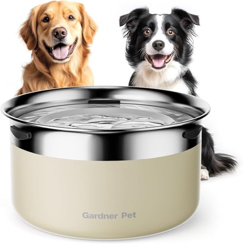 Gardner Pet Wassernapf Hund ohne Sabbern, 3,85L Edelstahl Hundenapf Auslaufsicher, Anti-Verschluck-Wasser für große Hunde, Für Innen, draußen geeignet, Verhindert Tropfen, Weiß Gardner Pet Wassernapf Hund ohne Sabbern, 3,85L Edelstahl Hundenapf Auslaufsicher, Anti-Verschluck-Wasser für große Hunde, Für Innen, draußen geeignet, Verhindert Tropfen, Weiß von Gardner Pet
