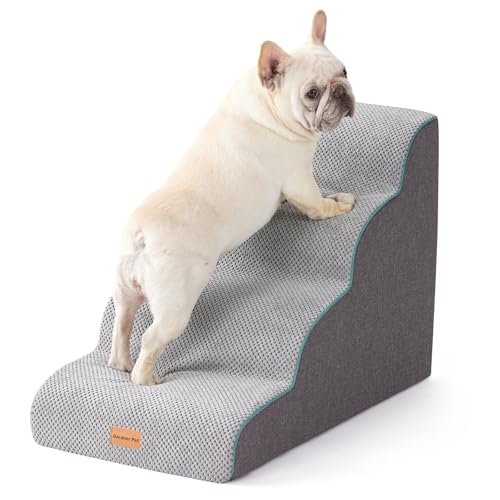 Hundetreppe für kleine Hunde, 50 cm H, gebogene 4-stufige Haustiertreppe, Hundetreppe für Hochbett, Couch mit strapazierfähigem, rutschfestem wasserdichtem Stoffbezug und CertiPUR-US-zertifiziertem von Gardner Pet