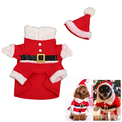 Haustier-Weihnachtskostüm, Warmer, Süßer, Hautfreundlicher Haustier-Welpen-Weihnachtsanzug mit Hut für die Tägliche Party, Weihnachtsumhang, Warmer Welpen-Weihnachtsumhang für von Garhelper