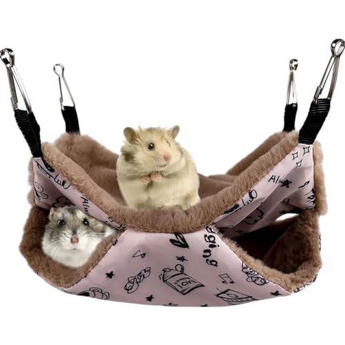 Garifulsty Doppellagige 34 x 34 cm Hängematte Schlafsack Kleintier Haustier Hamster Ratte Frettchen Meerschweinchen Kaninchen Plüsch Hängende Hängematte Etagenbett Spielräume Zubehör von Garifulsty