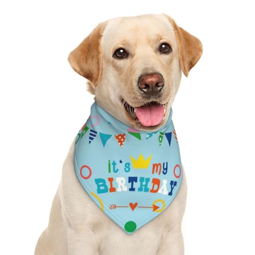 Bandana mit Aufschrift "It's My Birthday", Dreiecks-Lätzchen, Haustierzubehör, Katzenhalstuch, Blau von Garlaibi