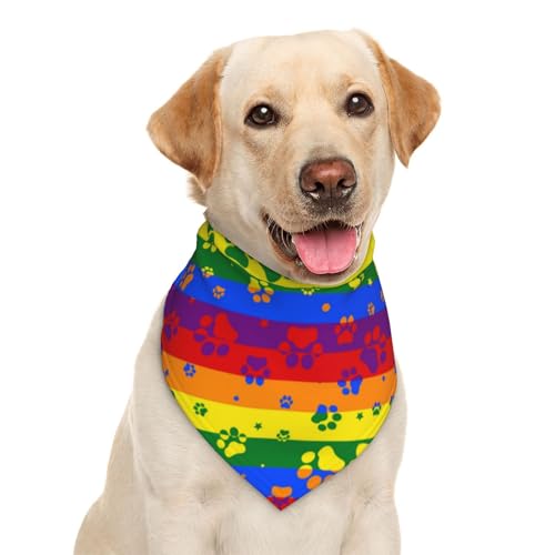 Garlaibi Gay Pride Hundehalstuch mit Pfotenabdrücken, Regenbogenfarben, Dreiecks-Lätzchen, Haustierzubehör, Katzentuch - Multicolored, Polyester, 70 x 46 cm, Unisex, Hund, Bandana Garlaibi Gay Pride Hundehalstuch mit Pfotenabdrücken, Regenbogenfarben, Dreiecks-Lätzchen, Haustierzubehör, Katzentuch - Multicolored, Polyester, 70 x 46 cm, Unisex, Hund, Bandana von Garlaibi