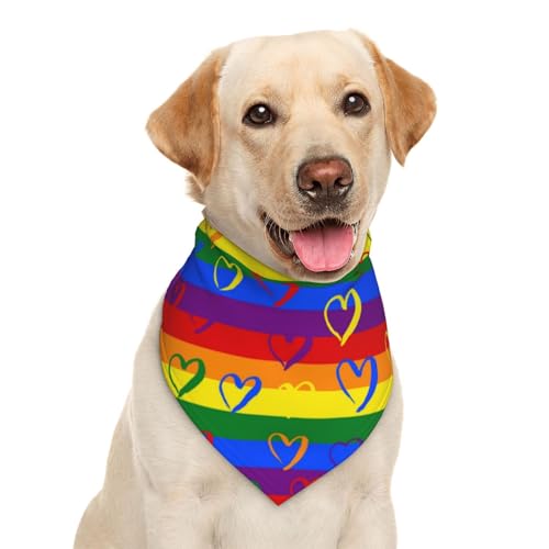 Gay Pride Regenbogenfarbene Valentine Herz Hund Bandana Schal Dreieck Lätzchen Haustier Zubehör Katze Halstuch von Garlaibi