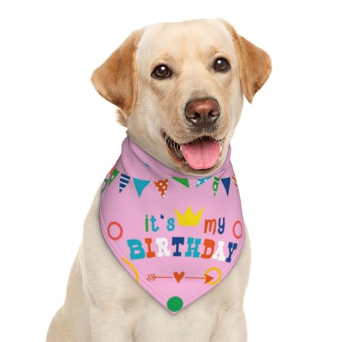 Garlaibi Haustier-Halstuch, Dreieckstuch mit Aufschrift 'It's My Birthday', Rosa, Polyester, One Size, Hund, Katze, Bandana von Garlaibi