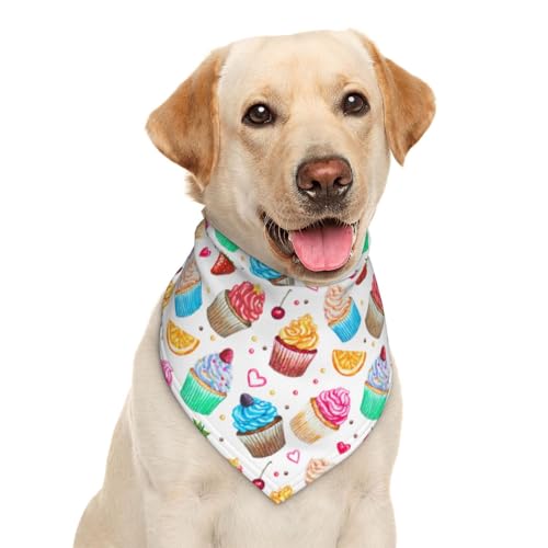 Garlaibi Haustierschal, Dreieckstuch mit Cupcake-Motiv, Haustierzubehör, Katzentuch, Polyester, Multicolored, One Size, Bandana von Garlaibi