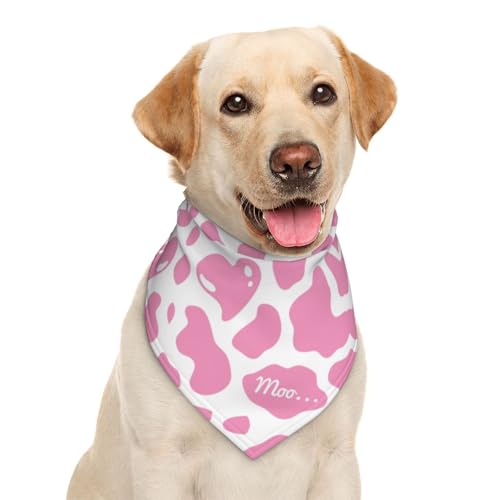 Halstuch, Dreieckstuch mit Kuh-Aufdruck, rosa Punkte, Herz, niedliches Kawaii-Muster, Haustierzubehör, Katzentuch Halstuch, Dreieckstuch mit Kuh-Aufdruck, rosa Punkte, Herz, niedliches Kawaii-Muster, Haustierzubehör, Katzentuch von Garlaibi