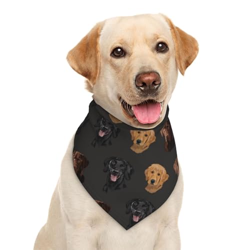 Halstuch für Hunde mit Labrador-Labor-Motiv, Schwarz / goldfarben, Schokoladenbraun von Garlaibi