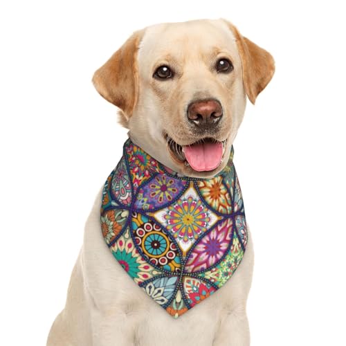 Hübsches Mandala-Keramik-Regenbogen-Hundehalstuch, Dreieck-Lätzchen, Haustierzubehör, Katzentuch von Garlaibi