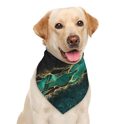 Hundehalstuch, Dreiecks-Lätzchen, Haustierzubehör, Katzenhalstuch, Marmor-Design, Blau / Grün / Gold von Garlaibi