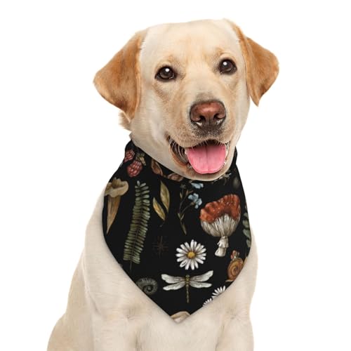 Hundehalstuch, Dreiecks-Lätzchen, Haustierzubehör, Katzenhalstuch, Motiv: rote Pilze, grüne Pflanze, Schwarz Hundehalstuch, Dreiecks-Lätzchen, Haustierzubehör, Katzenhalstuch, Motiv: rote Pilze, grüne Pflanze, Schwarz von Garlaibi