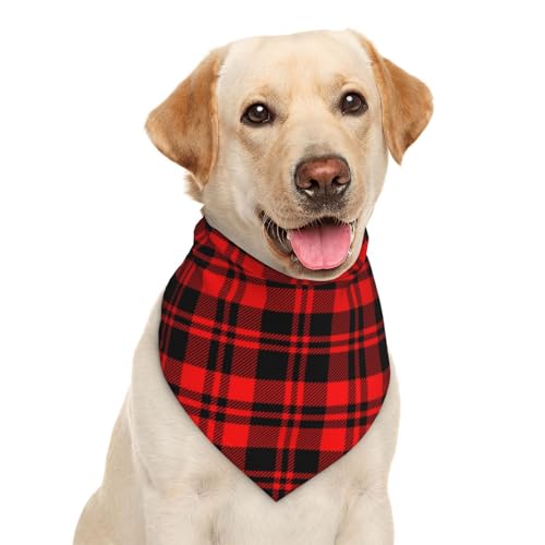 Garlaibi Hunde- & Katzentuch, Rot, Schottisches Karomuster, 70 x 46 cm, Polyester, Bandana von Garlaibi