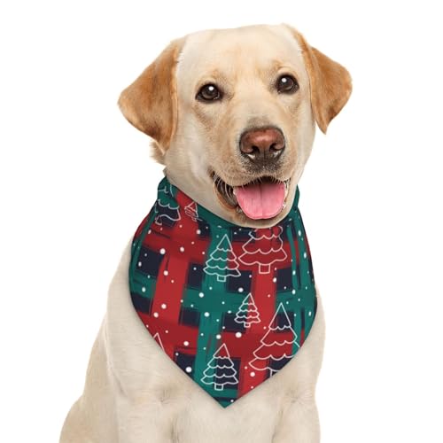 Hundehalstuch, Dreiecks-Lätzchen, Weihnachtsbäume, Rot / Grün kariert, für Haustiere, Haustierzubehör, Katzentuch von Garlaibi