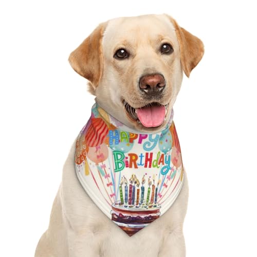 Happy Birthday Hundehalstuch, Dreieck-Lätzchen, Haustierzubehör, Katzentuch, Weiß, 57, Einheitsgröße von Garlaibi