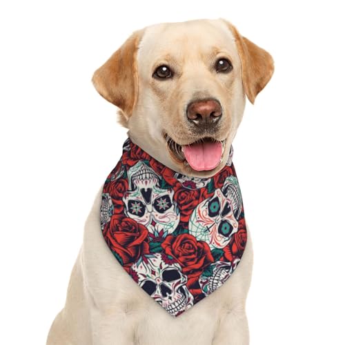 Garlaibi Hundehalstuch, Dreieckstuch mit Totenkopf-Motiv, Haustierzubehör, Katzentuch - Polyester, Weiß, One Size von Garlaibi