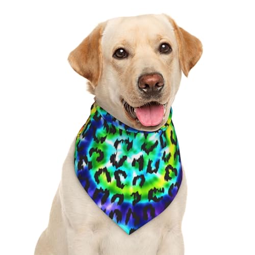 Leopard Leopard Regenbogen Cool Niedlich Tie Dye Hund Bandana Schal Dreieck Lätzchen Haustier Zubehör Katze Halstuch von Garlaibi