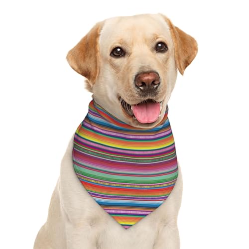 Garlaibi Mexikanische Serape Farbe Streifen Hund Bandana Schal Dreieck Lätzchen Haustier Zubehör Katze Halstuch 70 x 46 cm Mehrfarbig Gestreift Unisex Polyester von Garlaibi