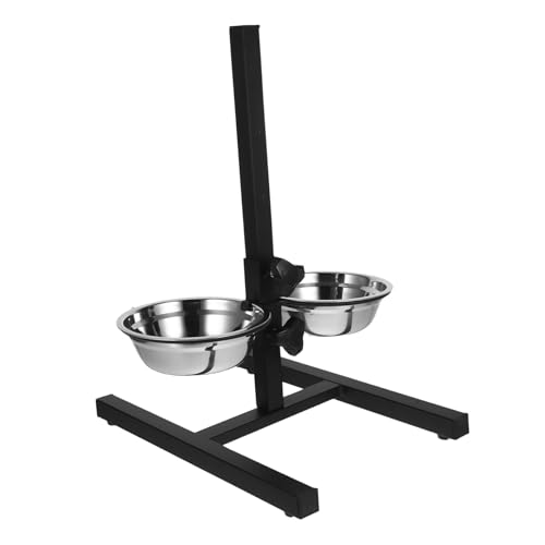Garneck 1 Satz Anhebbarer Hundenapf erzogen Katze Hund erhöhter Napf hoch edelstahlschüsseln edelstahlnapf Futterautomat für Haustiere Faltbarer Napf für Haustiere Rostfreier Stahl Black von Garneck