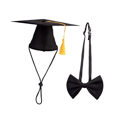 Garneck 1 Satz Haustierhut hundefressnäpfe katzenmütze Katzenhut hundesnack Haustieraccessoires Tierkleidung hundesofa Doktorhut Haustierkrawatte Hundegeburtstagsmütze Black von Garneck