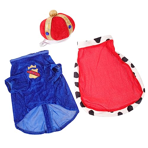 Garneck 1 Satz Haustierkleidung Hunde-Outfit Hundekleidung Hundemäntel mittel Krone Lux hundemantel Dog Raincoat Dog Clothes Dog Costume Haustier entzückender Mantel Hund Tuch Stoff Blue von Garneck