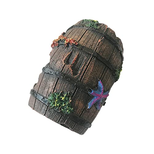 Garneck 1 Stück Resin Craft Ornament für Aquarium Dekoration Weinfaß und Seestern für Fisch Tank Landschaftsdesign als Versteck für Fische und Stilvolle Aquarien Dekoration von Garneck