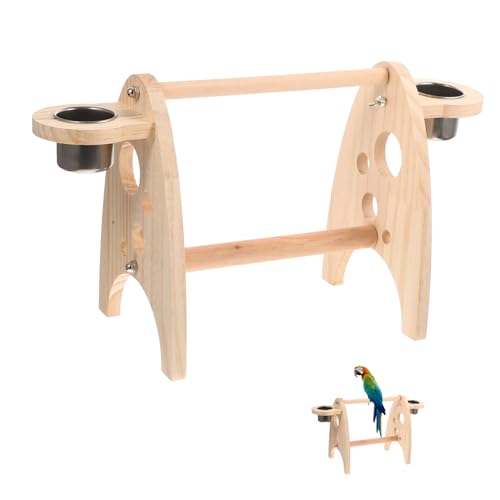 Garneck Holz Vogel Training Barsch Stand Tisch Papagei Spielzeug Natur Material Futter Stand Für Innenbereich Papageienzubehör von Garneck
