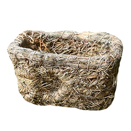 Garneck 1Stück Handgewebtes Stroh Haustier Nest für Katzen und Doppelloch Design Bequem und Sicher für Schlaf Kompakte von Garneck