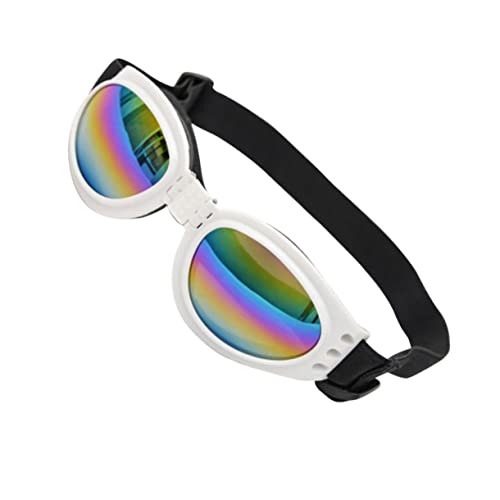 Garneck 1Stück Hundesonnenbrille mit UV Schutz Verstellbare Augenschutzbrille für Haustiere Faltbare Sonnenbrille für Schützt und Wind Weiß von Garneck