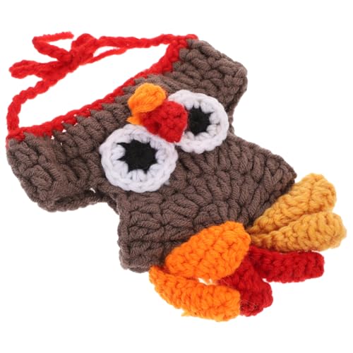 Garneck 1pc Pet Strickmütze Handgemachte Haustier Kopfbedeckung Truthahn Hut Foto Prop (30-35cm) von Garneck