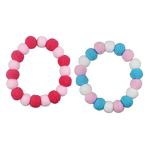 Garneck 2 Stück Buntes Kragenset Katzenhalsbänder Welpen klein Halskette zur Katzenpflege Ball Kätzchenkragen Katzenhalsband mit Kugeln Haustier Elastisches Seil Zufällige Farbe von Garneck