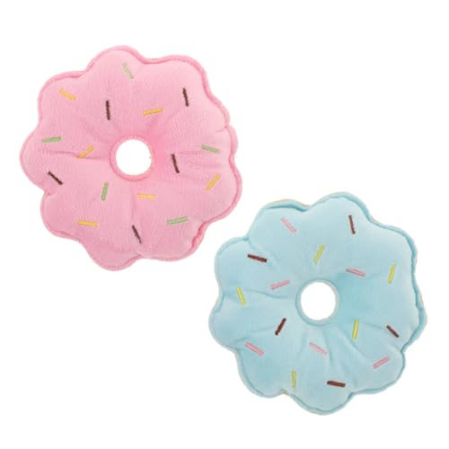 Garneck 2 Stück Donut Förmiges Kauspielzeug für Plüschspielzeug für Katzen Quietscher Interaktives Kau für Kleine Haustiere von Garneck