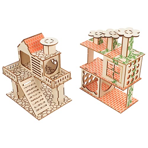 Garneck 2 Stück Hamsterhaus Kreative Holzvilla für Kleintiere für Hamster als Versteck und Spielplatz für Meerschweinchen Zwerghamster und Chinchillas Garneck 2 Stück Hamsterhaus Kreative Holzvilla für Kleintiere für Hamster als Versteck und Spielplatz für Meerschweinchen Zwerghamster und Chinchillas von Garneck