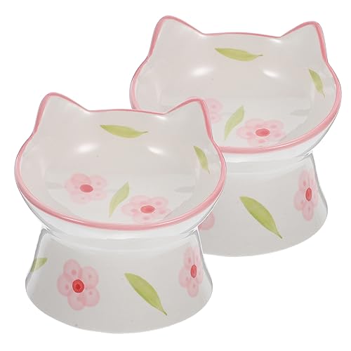Garneck 2 Stück Katzen Schale Keramik Schale pet Water Bowl katzenfutter schüssel Katzenwasserschüssel Keramik Hundenapf Haustier Fütterung Katzennapf für Futter Futternapf für Katzen von Garneck