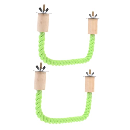 Garneck 2 Stück Papageien-Baumwollseil-Stehstock vogelschaukel vogelkäfig zubehör Bird Toys Vogelstangen für Nymphensittiche Seil Papagei Barsch Papageienständer Stehstock für Vogel Green von Garneck
