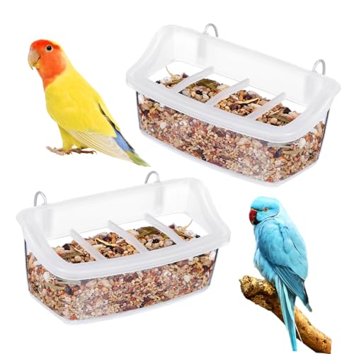 Garneck 2 Stück Papageienfutterstation für den Außenbereich Futterspender Schüssel vogelfutterhäuschen vogelfutterstelle Vogelhäuschen in Käfigen Vogelhäuschen liefert Plastik Transparent von Garneck