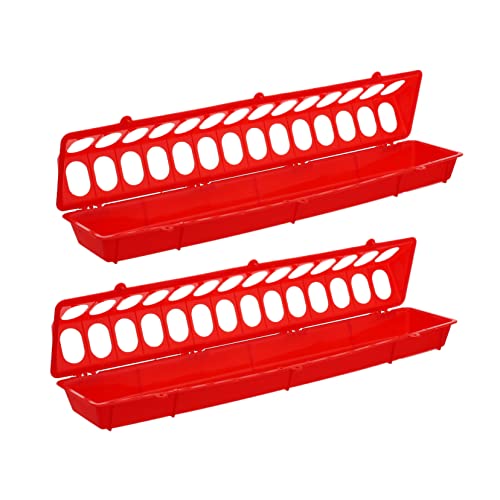 Garneck 2 Stück Taubenfutterbox Scoop Fütterung Geflügel Taubentrog Käfig vogelfutterspender vogelfutterhäuschen Tauben-Futterstation Vögel füttern Groove Vogel Fütterer Plastik rot von Garneck