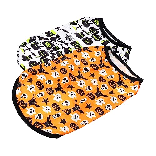 Garneck 2 Stück Teiliges Halloween Haustierkostüm für Kleine Atmungsaktive Hundeweste mit Kürbis Design und Skelett Halloween Partys und Cosplay von Garneck