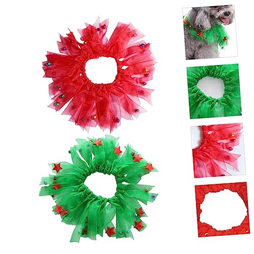 Garneck 2 Stück Weihnachts Halsband für Hunde Dekoratives Elastisches Halsband für Weihnachten Partys und Fotosessions Leicht und Waschbar von Garneck