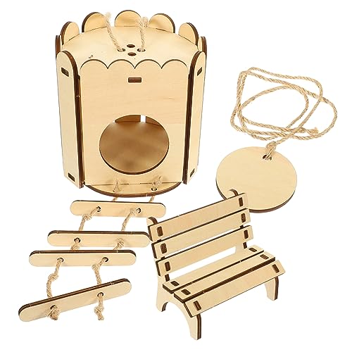Garneck 2Stücke Hamster Holzhaus Versteckspielzeug DIY Nest für Kleintiere Sicheres Holzmaterial für Zwerghamster Ratten und Meerschweinchen Langlebig und Bequem Fördert von Garneck