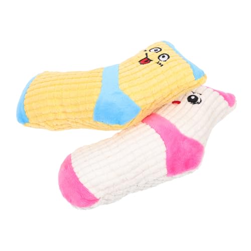 Garneck 2Stücke Plüsch Bissbeständige Socke für Welpen Interaktives Quietschspielzeug für Haustiere Kreatives Design für Spaß und Beim von Garneck