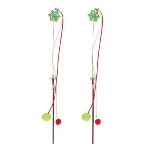 Garneck 2Stücke Weihnachts Katzen Teaser Stick Mit Ballanhänger Interaktives Katzenspielzeug Für Aktives Und Bewegung Zur Stressbewältigung Für Katzen von Garneck