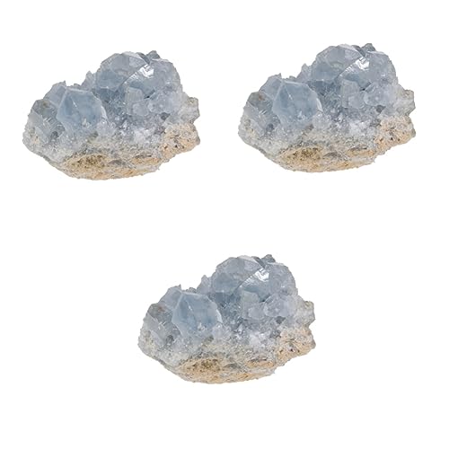 Garneck 3st Kristallsteine Natürlicher Kristall Kristalldekor Haushalt Blauer Kristall von Garneck