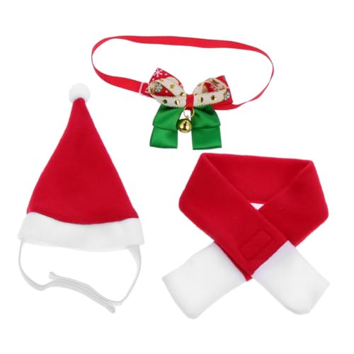 Garneck 3 Stück Teiliges Weihnachtskostüm für Haustiere Weihnachts Halsband Halstuch und Mütze für Hunde Dekoration für Große und Mittelgroße Hunde zur Festtagszeit von Garneck