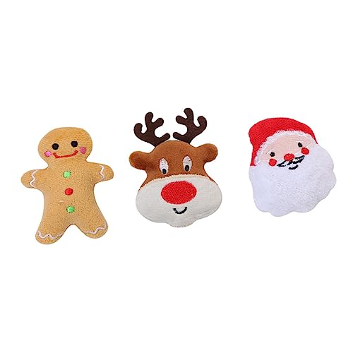 Garneck 3 Stück Weihnachts Haustier mit Katzenminze Interaktives Kauspielzeug für Hunde Zahnpflege und Spaß Weiche und Sichere Materialien Zufällige Designs von Garneck