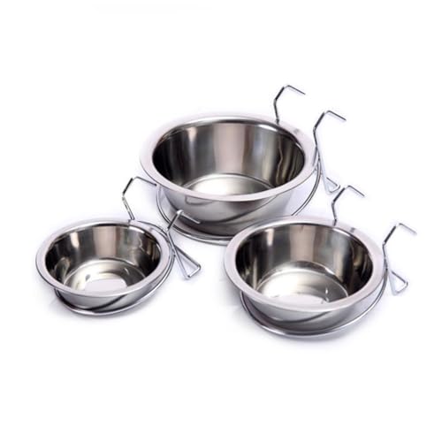 Garneck 3 Stücke Coop-Tasse edelstahlschüsseln edelstahlnapf edelstahlschalen pet Water Bowl Hundenapf Hund wassernapf Haustiernahrung Wasserschale Coop-Becher aus Edelstahl Silver von Garneck