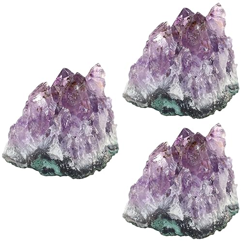 Garneck 3st Heilungscluster Geode Ausgleichsstein Steine ​​zum Taumeln Felsen Schreibtischaufsatz Dunkellila Meditation Natürlicher Wicca-Stein Dekoration Kristall Amethyst Rau Handbuch von Garneck