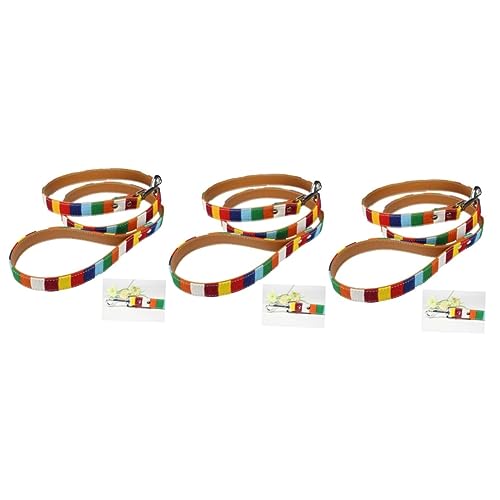 Garneck 3-teiliges Hundeset Aus Leder Leinengriff Seil Haustier-trainingsleine Regenbogen-Leine für Dauerhaften Gebrauch Bequemer Griff für Das Gassigehen mit Dem Hund von Garneck
